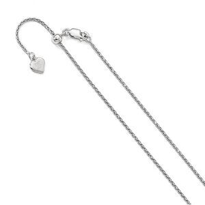 1.1mm Rhodium Plated Sterling Silver D/C Adj. Spiga Necklace, 30 Inch